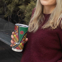 Dominica Creole Day Tumbler Cup Madras Pattern Zipper Stylized - Wonder Print Shop