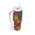 Dominica Creole Day Tumbler With Handle Madras Pattern Zipper Stylized - Wonder Print Shop