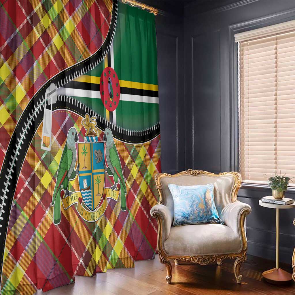Dominica Creole Day Window Curtain Madras Pattern Zipper Stylized - Wonder Print Shop