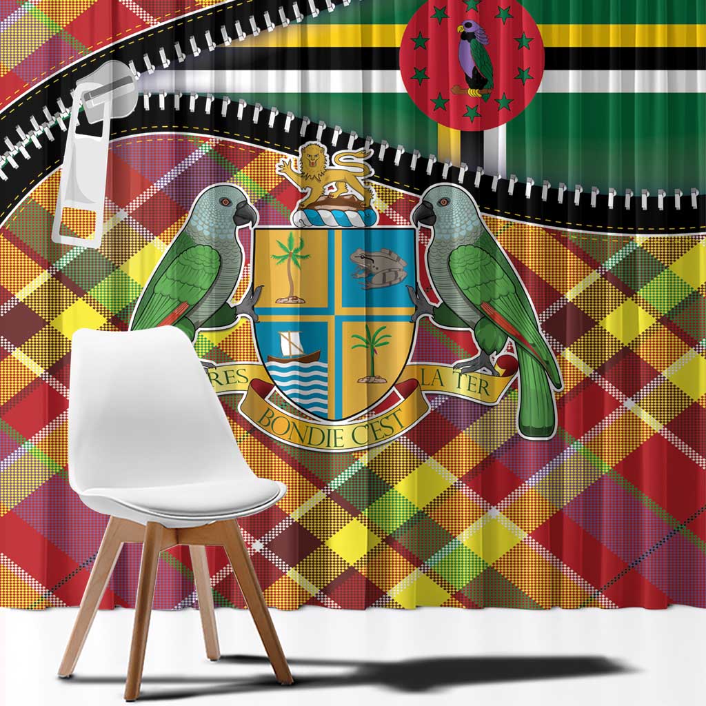 Dominica Creole Day Window Curtain Madras Pattern Zipper Stylized - Wonder Print Shop