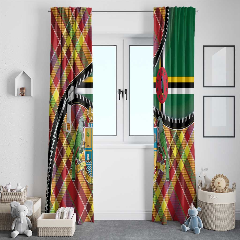Dominica Creole Day Window Curtain Madras Pattern Zipper Stylized - Wonder Print Shop