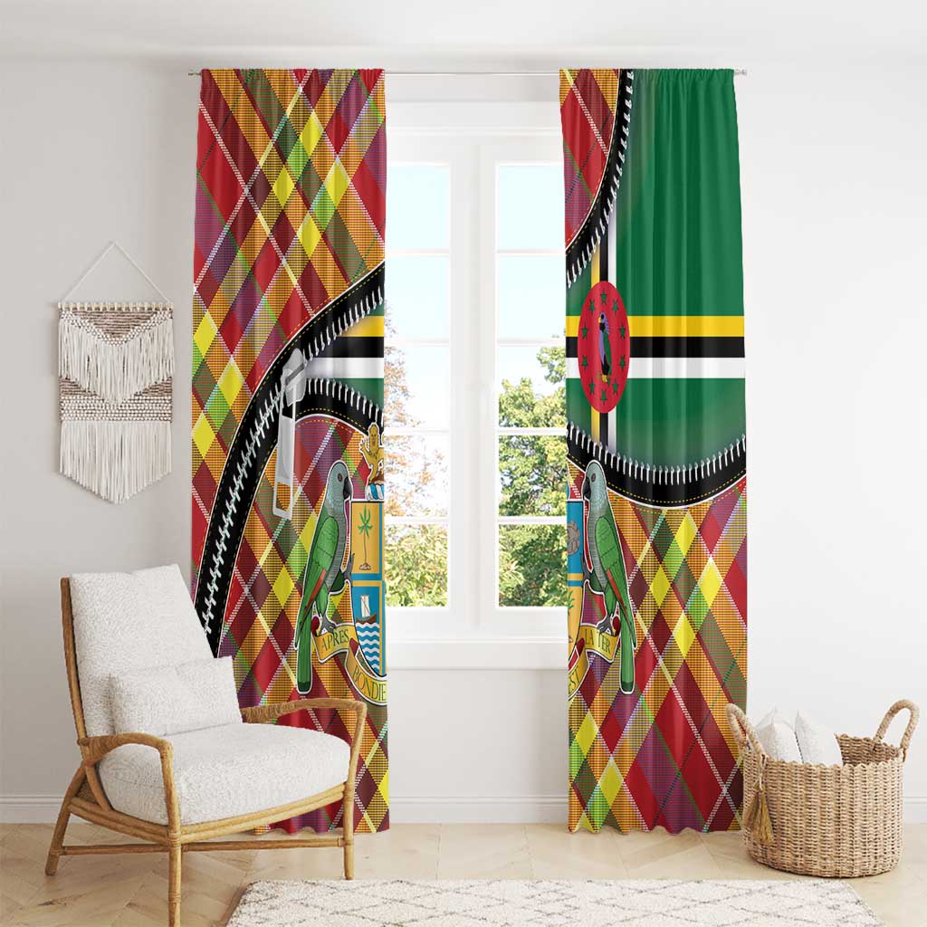 Dominica Creole Day Window Curtain Madras Pattern Zipper Stylized - Wonder Print Shop