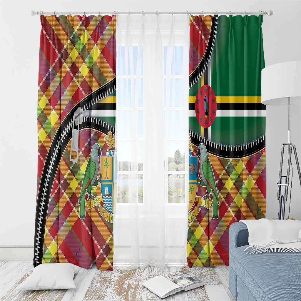 Dominica Creole Day Window Curtain Madras Pattern Zipper Stylized - Wonder Print Shop