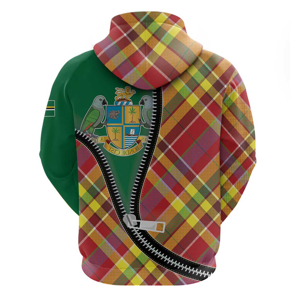 Dominica Creole Day Zip Hoodie Madras Pattern Zipper Stylized - Wonder Print Shop