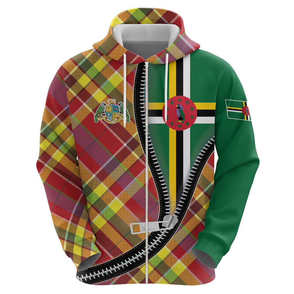 Dominica Creole Day Zip Hoodie Madras Pattern Zipper Stylized - Wonder Print Shop