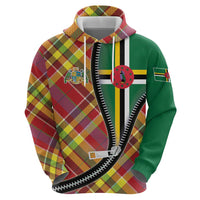 Dominica Creole Day Zip Hoodie Madras Pattern Zipper Stylized - Wonder Print Shop