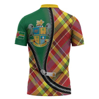 Dominica Creole Day Zipper Polo Shirt Madras Pattern Zipper Stylized - Wonder Print Shop