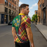 Dominica Creole Day Zipper Polo Shirt Madras Pattern Zipper Stylized - Wonder Print Shop