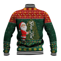 Custom South Africa Christmas Baseball Jacket Geseende Kersfees Santa Claus African Pattern - Wonder Print Shop