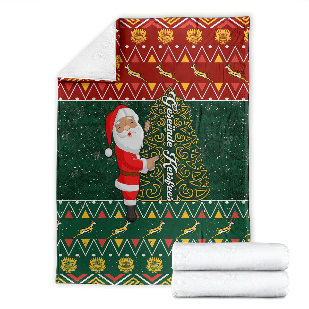 custom-south-africa-christmas-blanket-geseende-kersfees-santa-claus-african-pattern