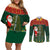 Custom South Africa Christmas Couples Matching Off Shoulder Short Dress and Long Sleeve Button Shirt Geseende Kersfees Santa Claus African Pattern - Wonder Print Shop