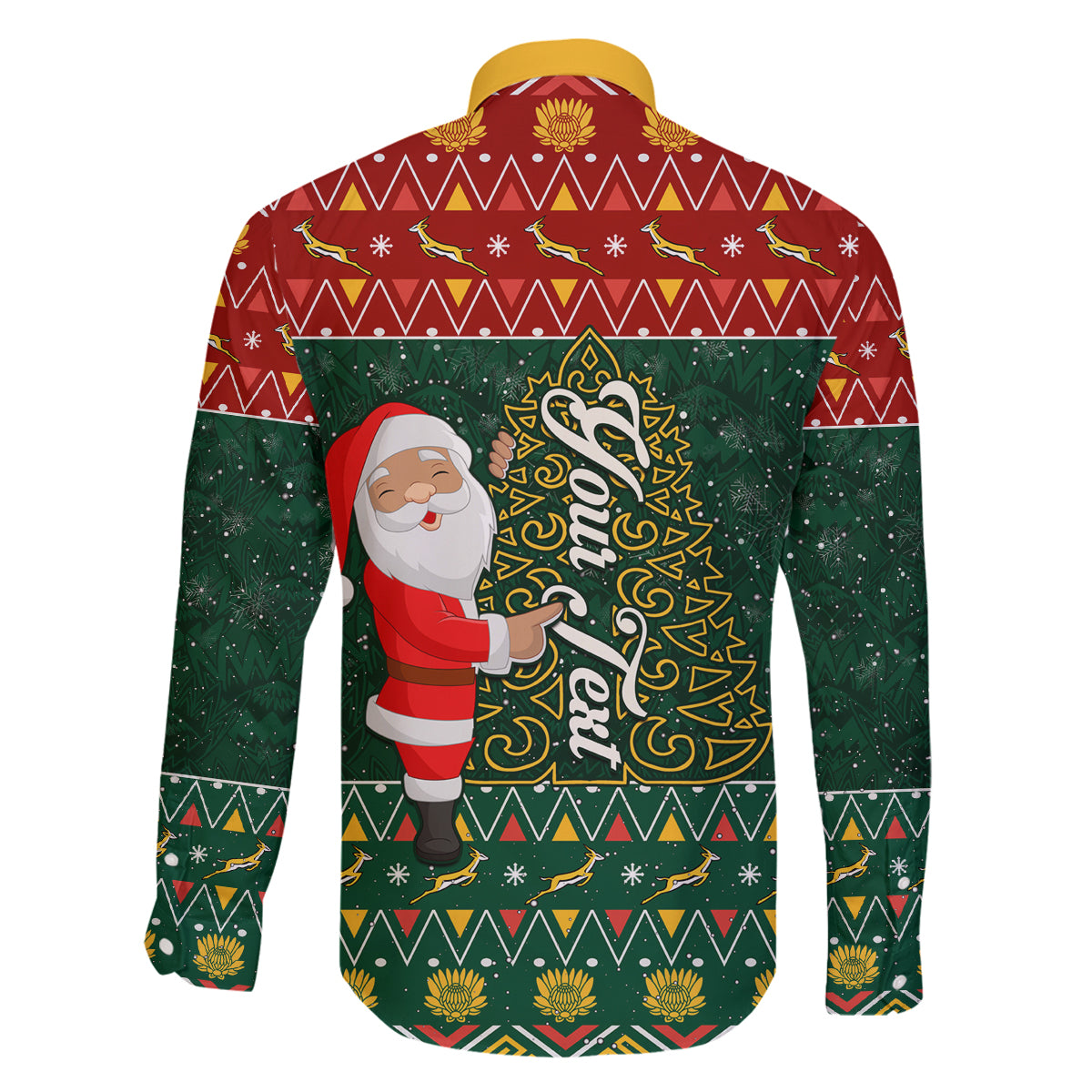 Custom South Africa Christmas Family Matching Long Sleeve Bodycon Dress and Hawaiian Shirt Geseende Kersfees Santa Claus African Pattern - Wonder Print Shop