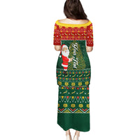 Custom South Africa Christmas Family Matching Puletasi Dress and Hawaiian Shirt Geseende Kersfees Santa Claus African Pattern - Wonder Print Shop