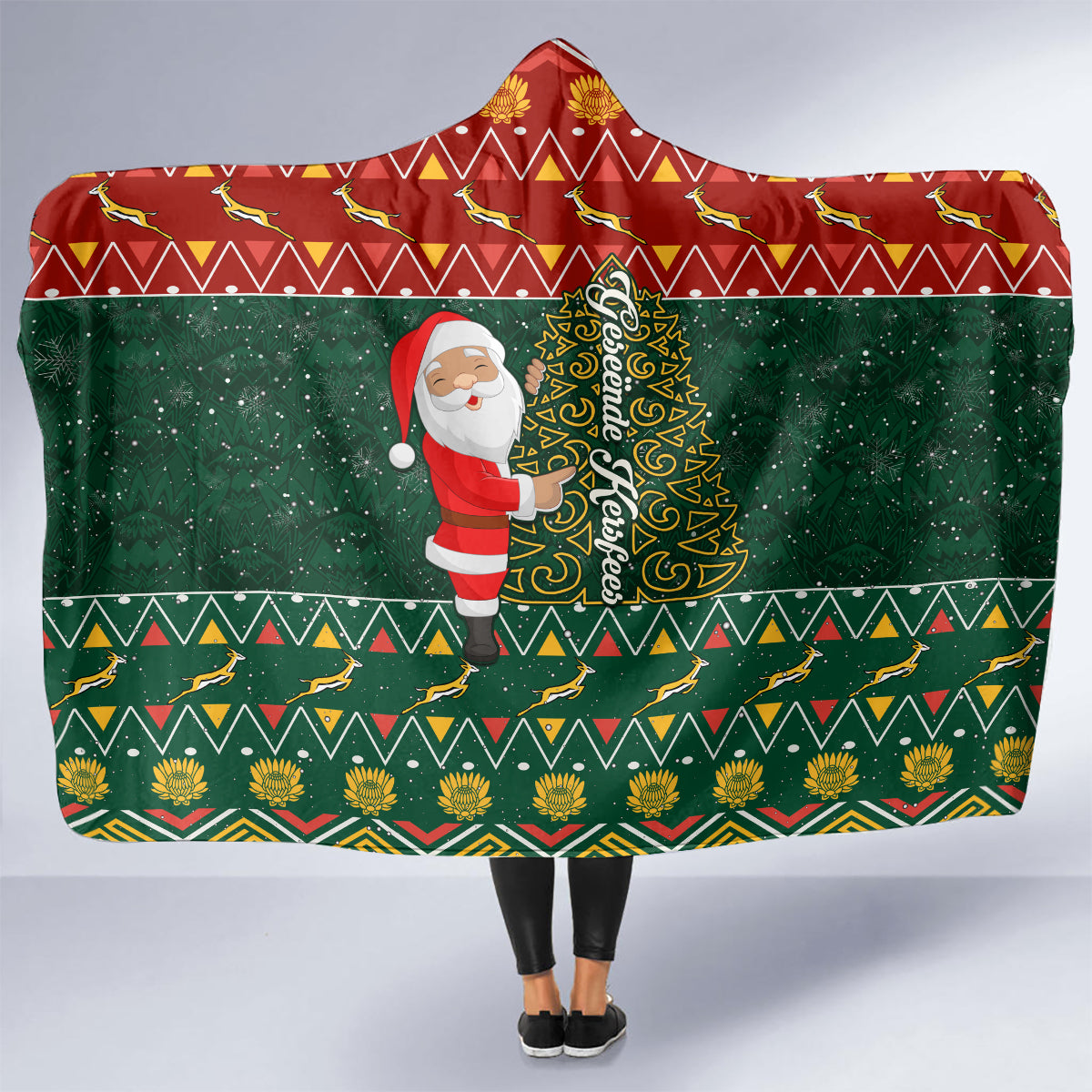 custom-south-africa-christmas-hooded-blanket-geseende-kersfees-santa-claus-african-pattern
