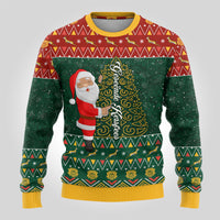 Custom South Africa Christmas Ugly Christmas Sweater Geseende Kersfees Santa Claus African Pattern - Wonder Print Shop