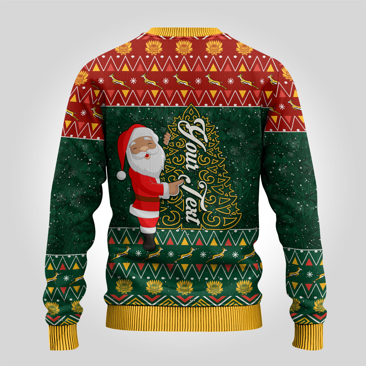 Custom South Africa Christmas Ugly Christmas Sweater Geseende Kersfees Santa Claus African Pattern - Wonder Print Shop