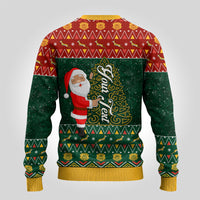 Custom South Africa Christmas Ugly Christmas Sweater Geseende Kersfees Santa Claus African Pattern - Wonder Print Shop