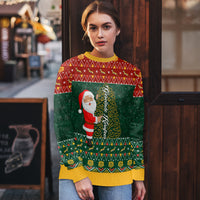 Custom South Africa Christmas Ugly Christmas Sweater Geseende Kersfees Santa Claus African Pattern - Wonder Print Shop