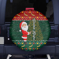 Custom South Africa Christmas Spare Tire Cover Geseende Kersfees Santa Claus African Pattern - Wonder Print Shop