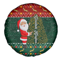 Custom South Africa Christmas Spare Tire Cover Geseende Kersfees Santa Claus African Pattern - Wonder Print Shop