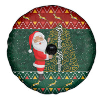 Custom South Africa Christmas Spare Tire Cover Geseende Kersfees Santa Claus African Pattern - Wonder Print Shop