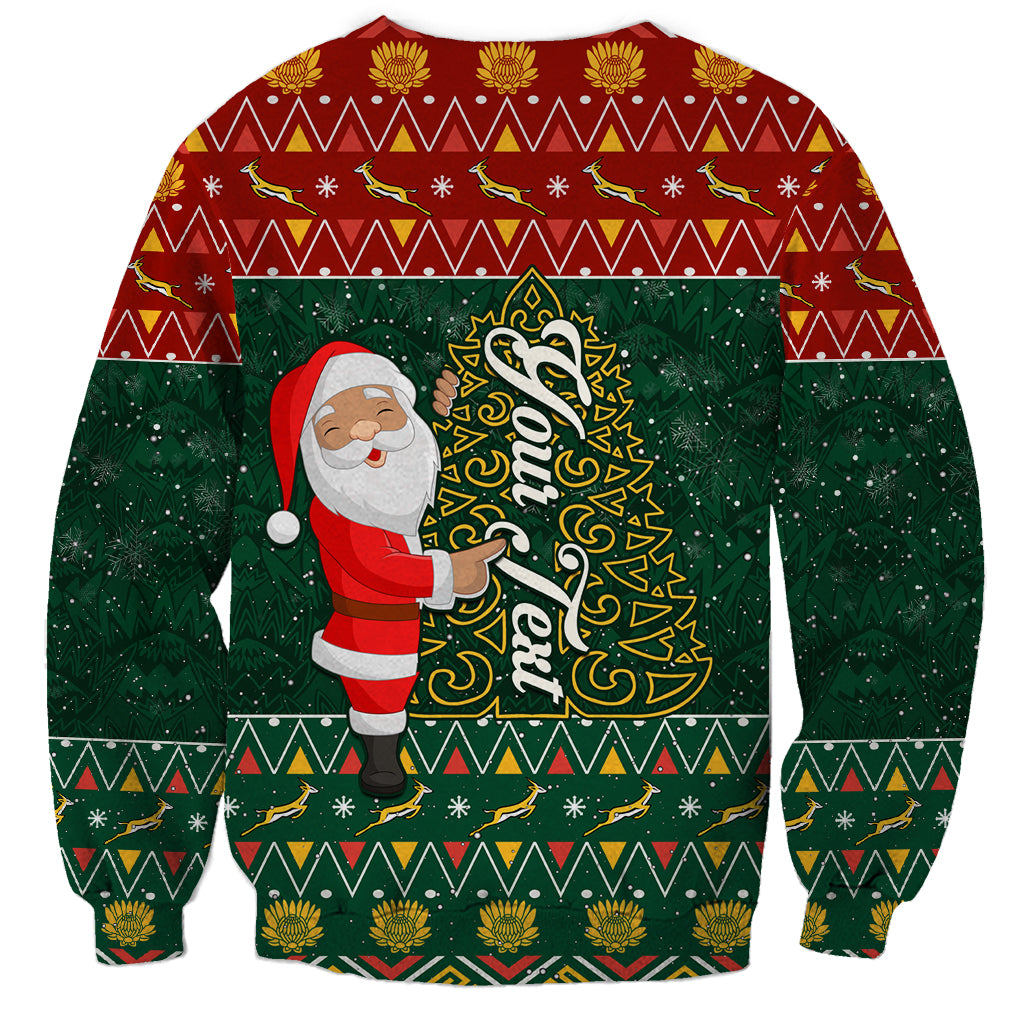 Custom South Africa Christmas Sweatshirt Geseende Kersfees Santa Claus African Pattern - Wonder Print Shop