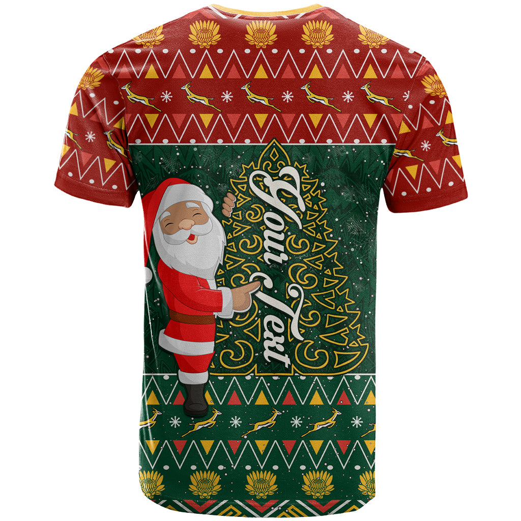 Custom South Africa Christmas T Shirt Geseende Kersfees Santa Claus African Pattern - Wonder Print Shop