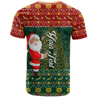 Custom South Africa Christmas T Shirt Geseende Kersfees Santa Claus African Pattern - Wonder Print Shop