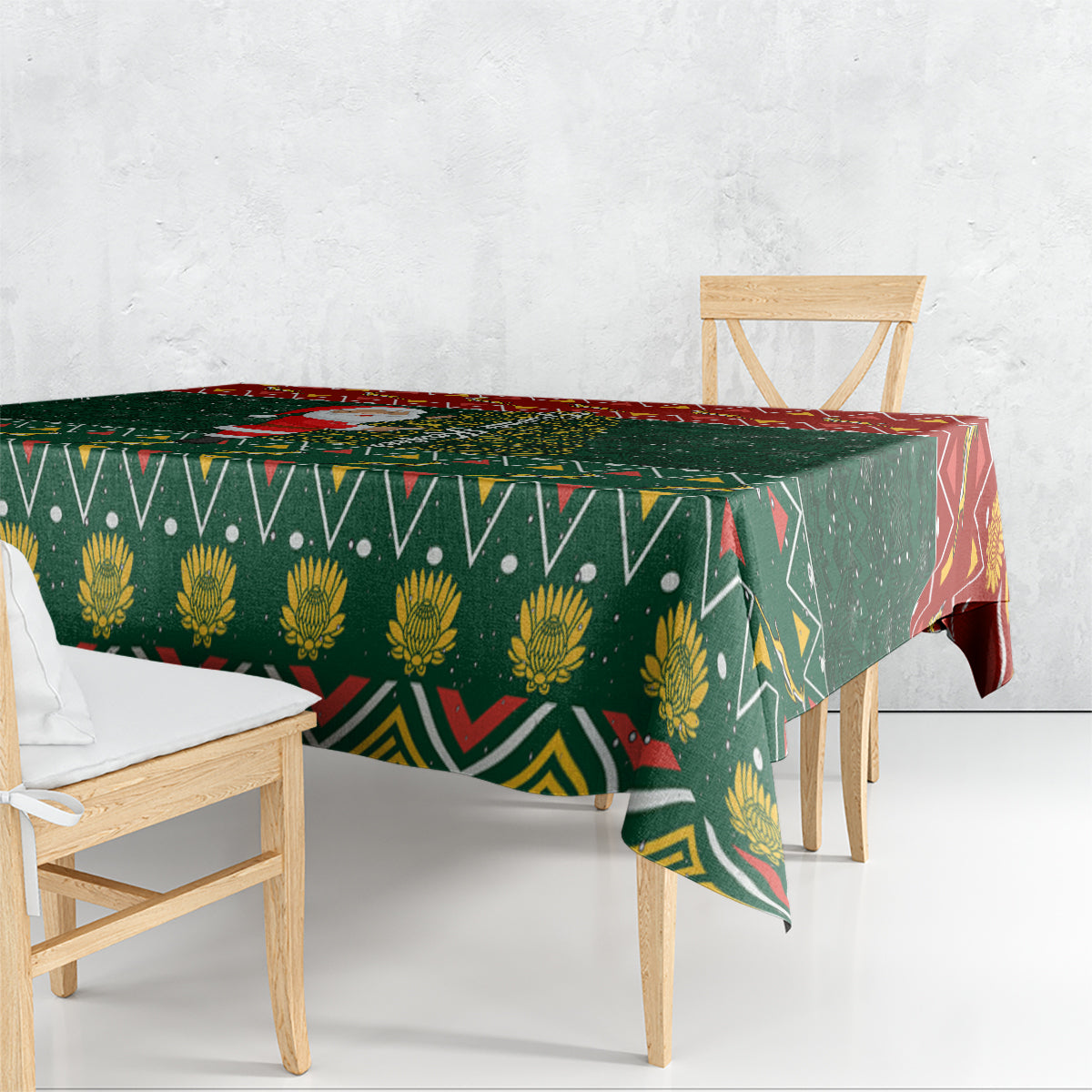 Custom South Africa Christmas Tablecloth Geseende Kersfees Santa Claus African Pattern - Wonder Print Shop