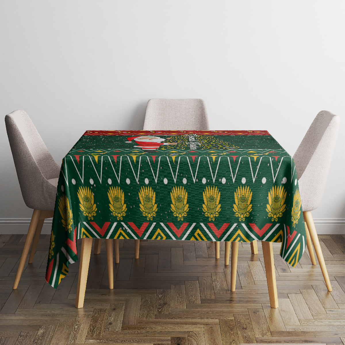 Custom South Africa Christmas Tablecloth Geseende Kersfees Santa Claus African Pattern - Wonder Print Shop