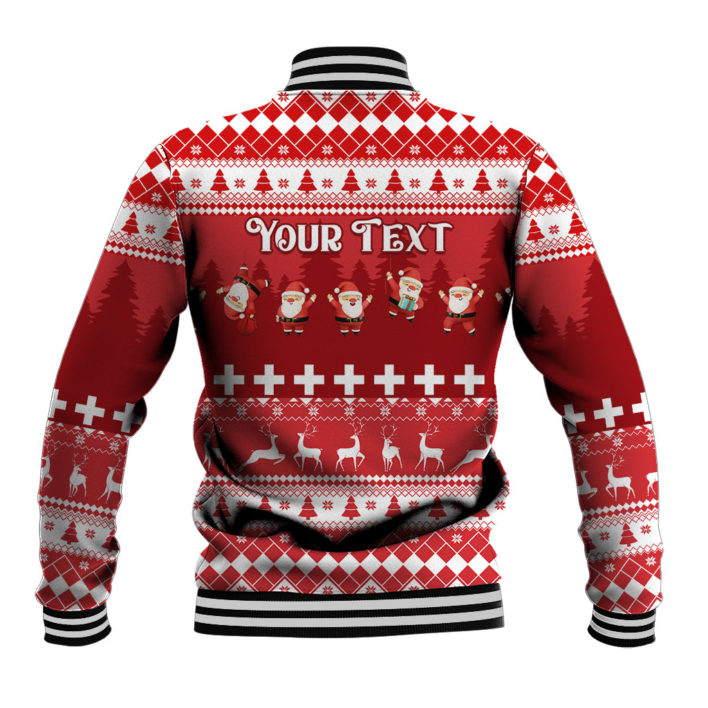 Custom Switzerland Christmas Baseball Jacket Merry Christmas Funny Santa Claus - Wonder Print Shop