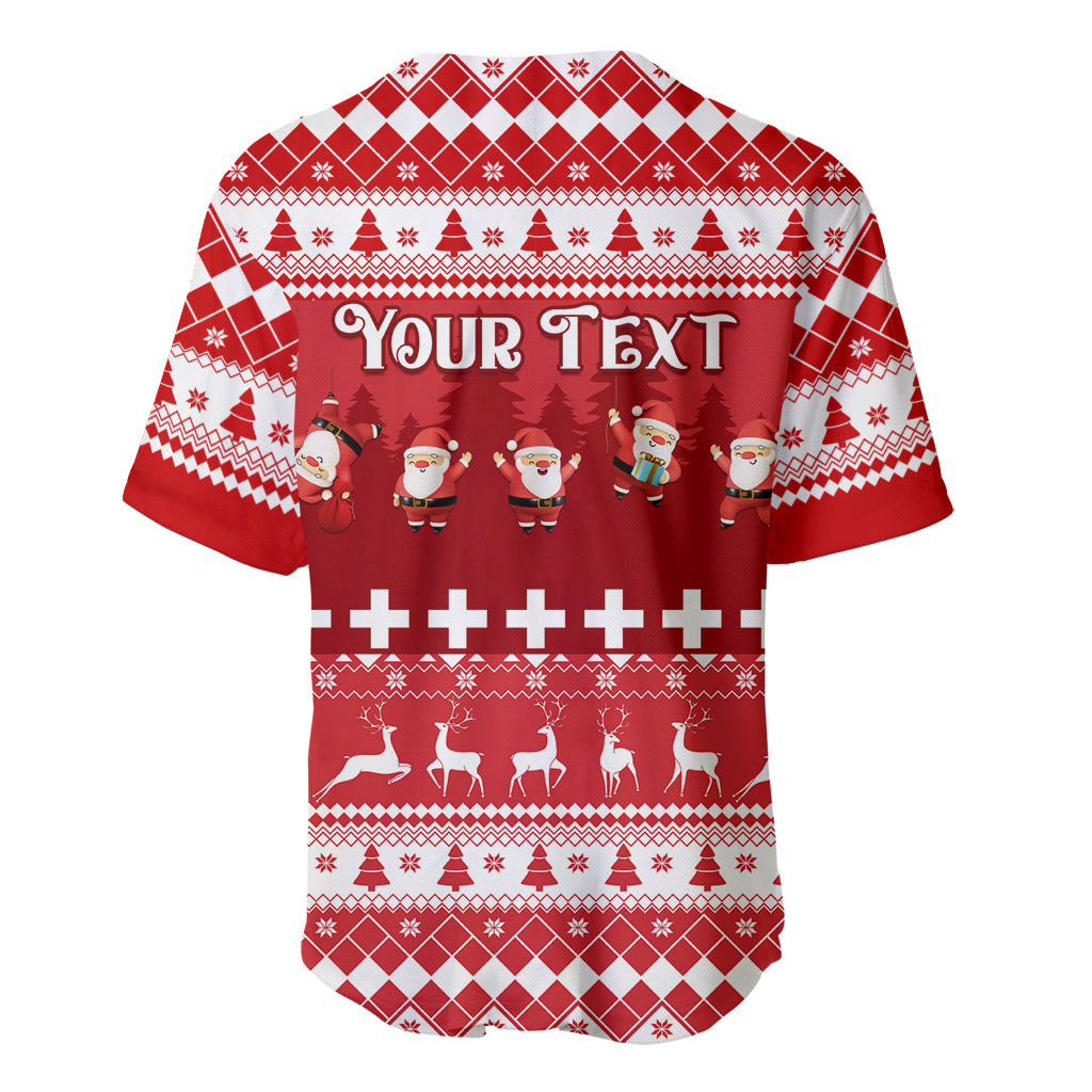 Custom Switzerland Christmas Baseball Jersey Merry Christmas Funny Santa Claus - Wonder Print Shop