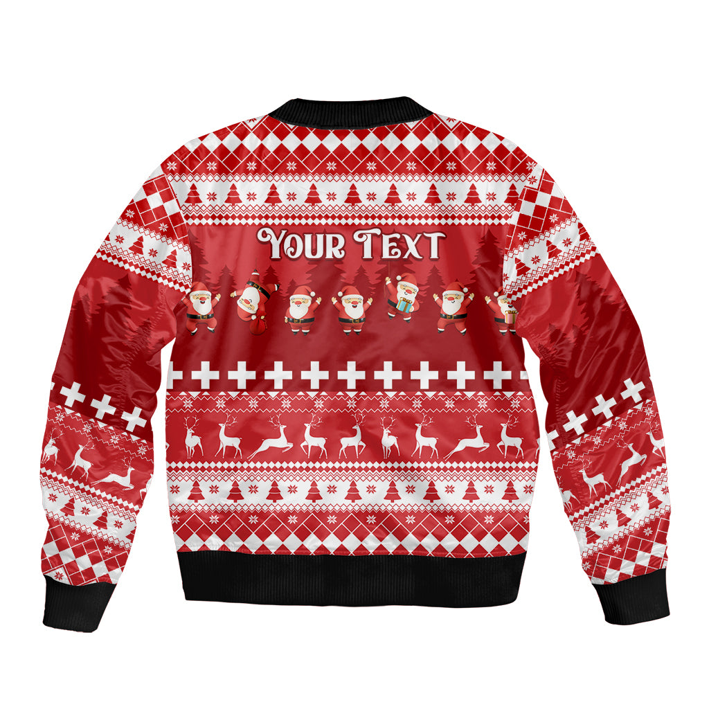 Custom Switzerland Christmas Bomber Jacket Merry Christmas Funny Santa Claus - Wonder Print Shop