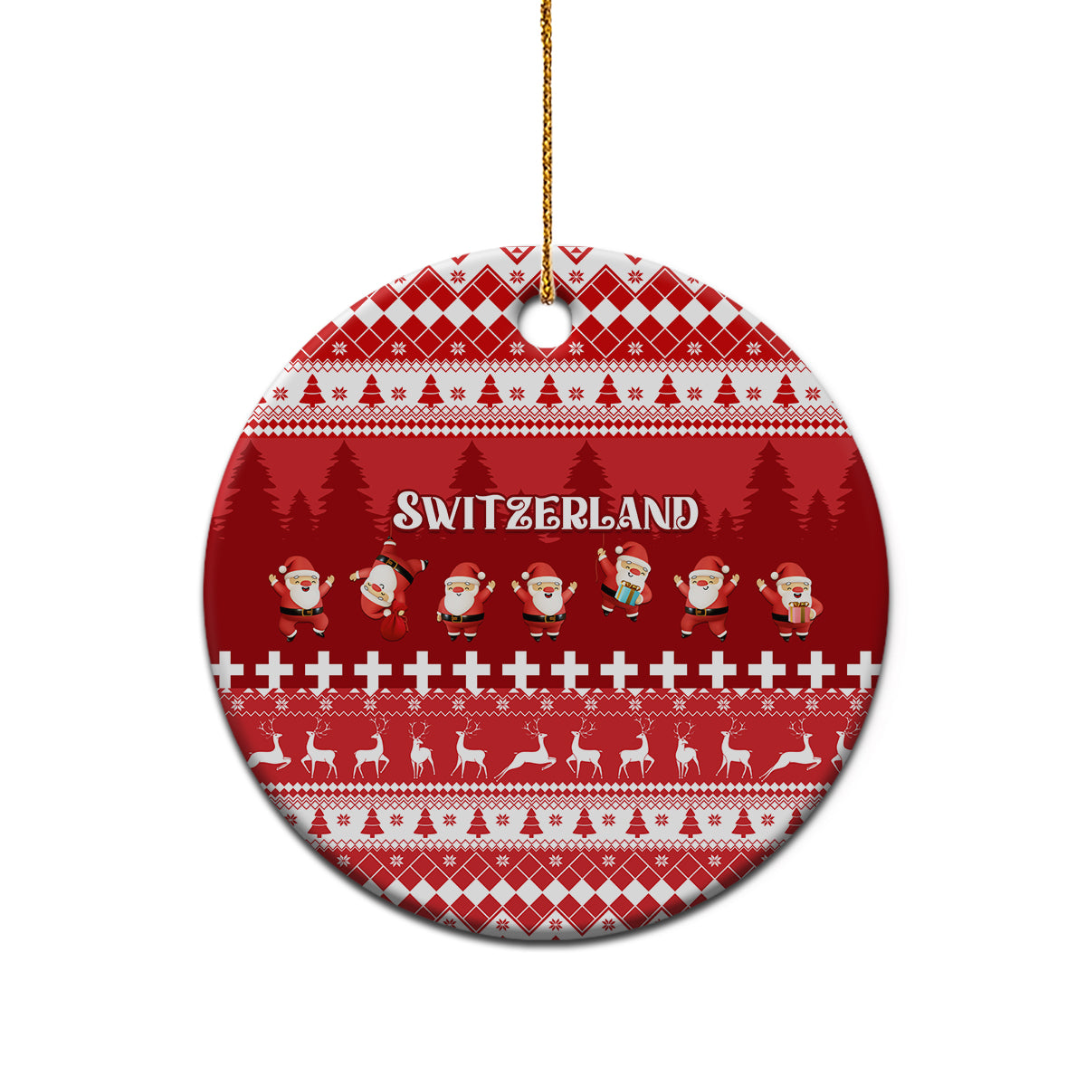 Switzerland Christmas Ceramic Ornament Merry Christmas Funny Santa Claus - Wonder Print Shop