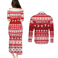 Custom Switzerland Christmas Couples Matching Puletasi Dress and Long Sleeve Button Shirt Merry Christmas Funny Santa Claus - Wonder Print Shop