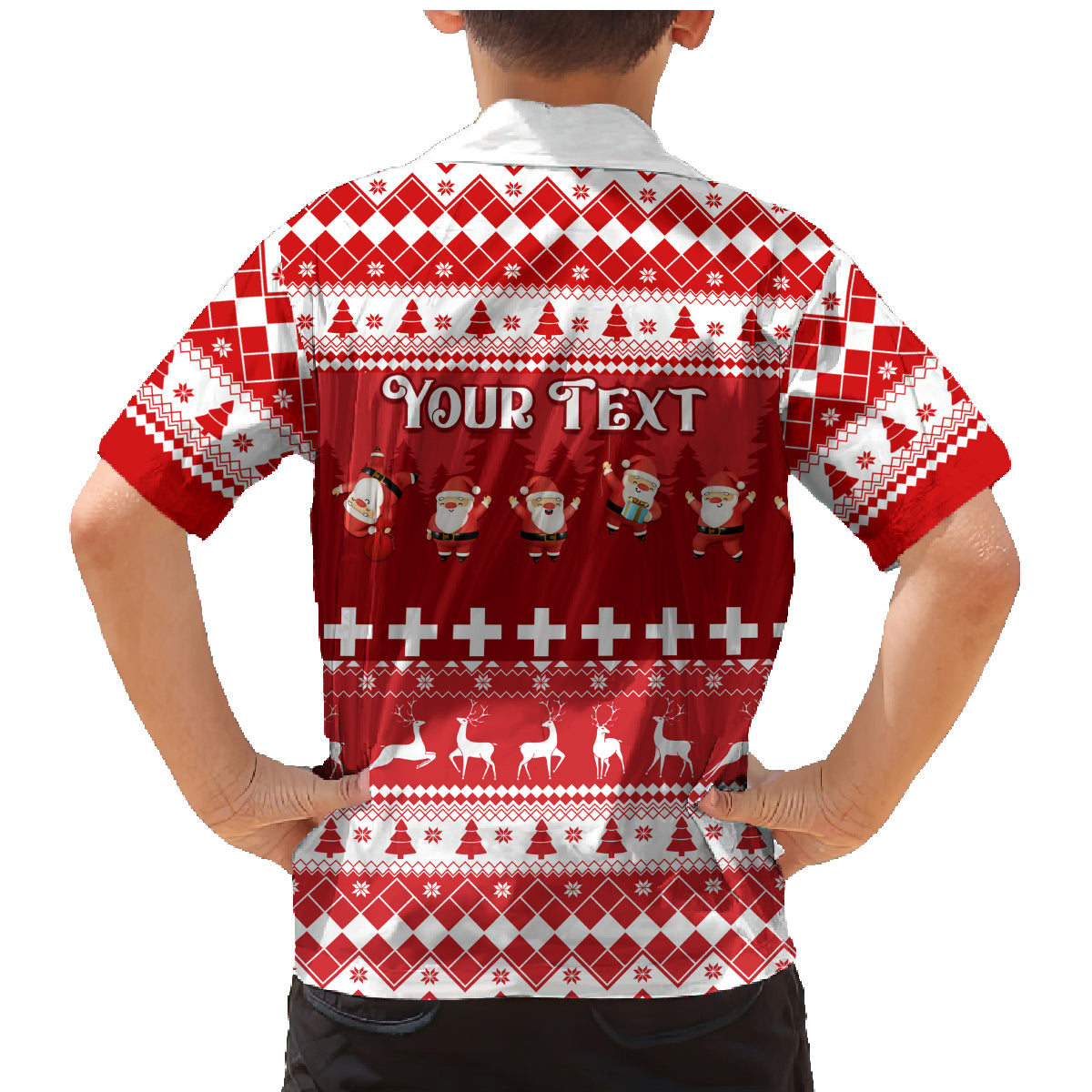 Custom Switzerland Christmas Family Matching Mermaid Dress and Hawaiian Shirt Merry Christmas Funny Santa Claus - Wonder Print Shop