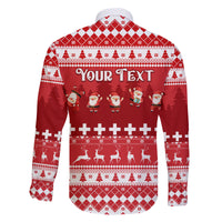 Custom Switzerland Christmas Family Matching Off Shoulder Long Sleeve Dress and Hawaiian Shirt Merry Christmas Funny Santa Claus - Wonder Print Shop