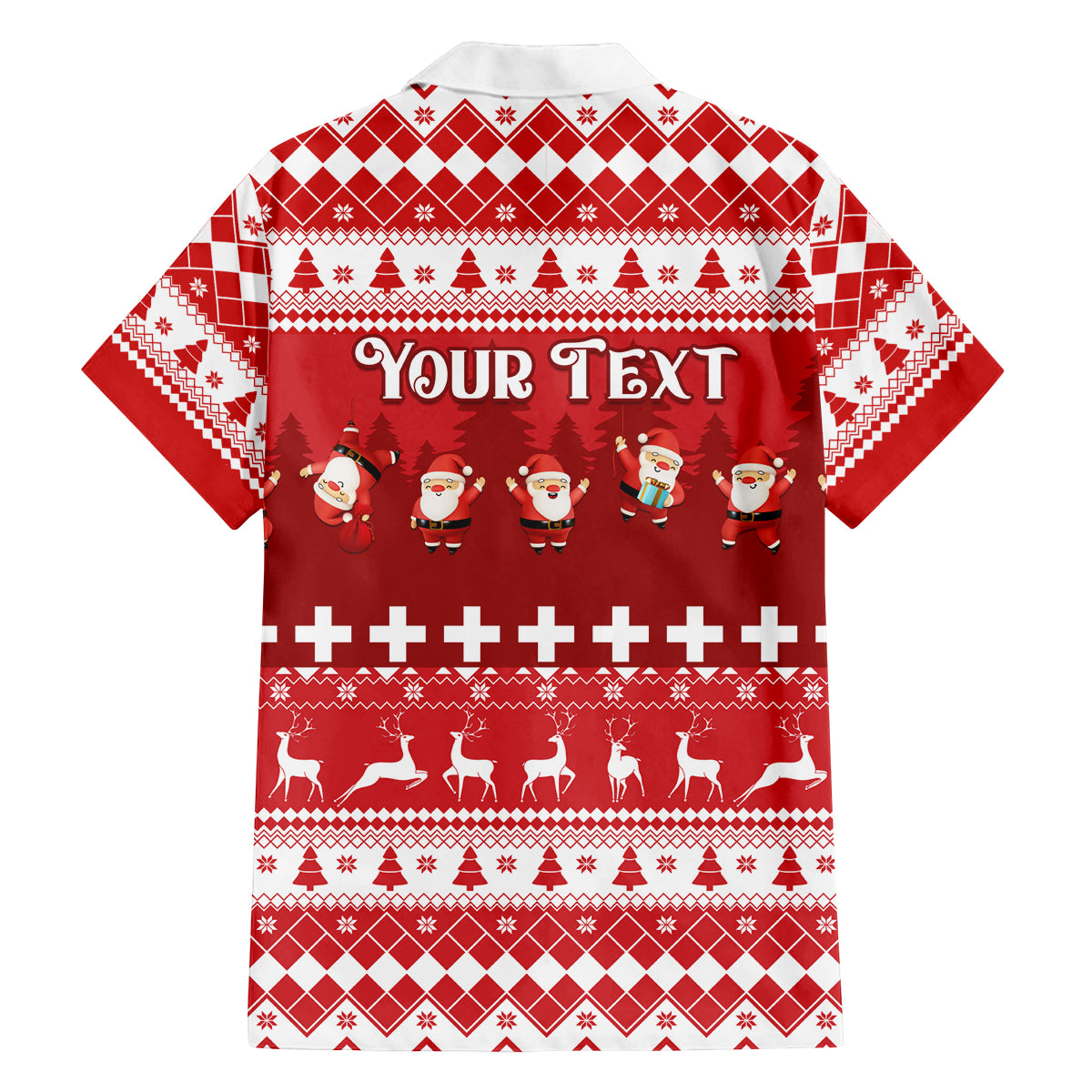 Custom Switzerland Christmas Family Matching Off Shoulder Short Dress and Hawaiian Shirt Merry Christmas Funny Santa Claus - Wonder Print Shop