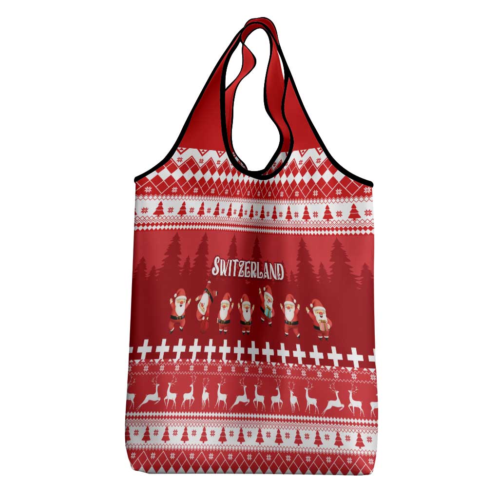 Custom Switzerland Christmas Grocery Bag Merry Christmas Funny Santa Claus