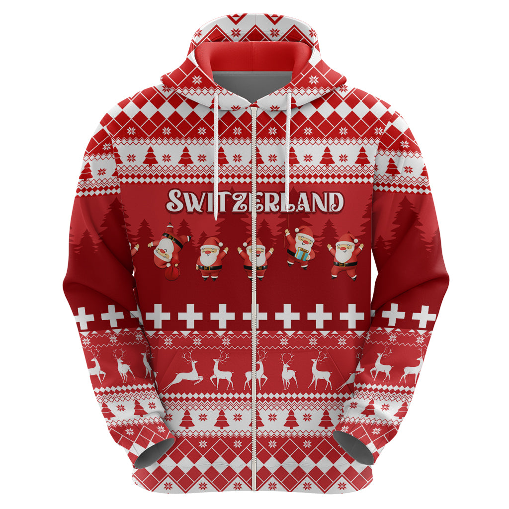 Custom Switzerland Christmas Hoodie Merry Christmas Funny Santa Claus - Wonder Print Shop