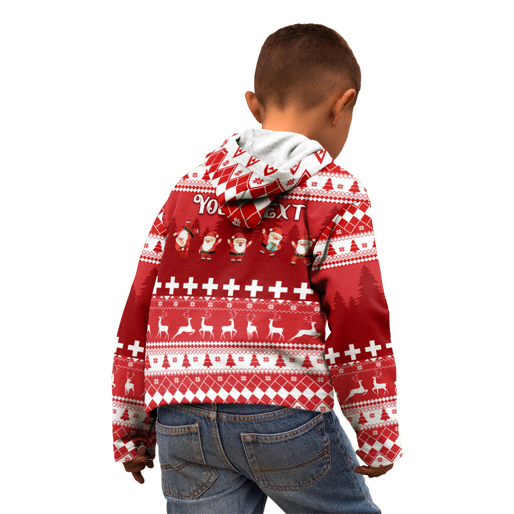 Custom Switzerland Christmas Kid Hoodie Merry Christmas Funny Santa Claus - Wonder Print Shop
