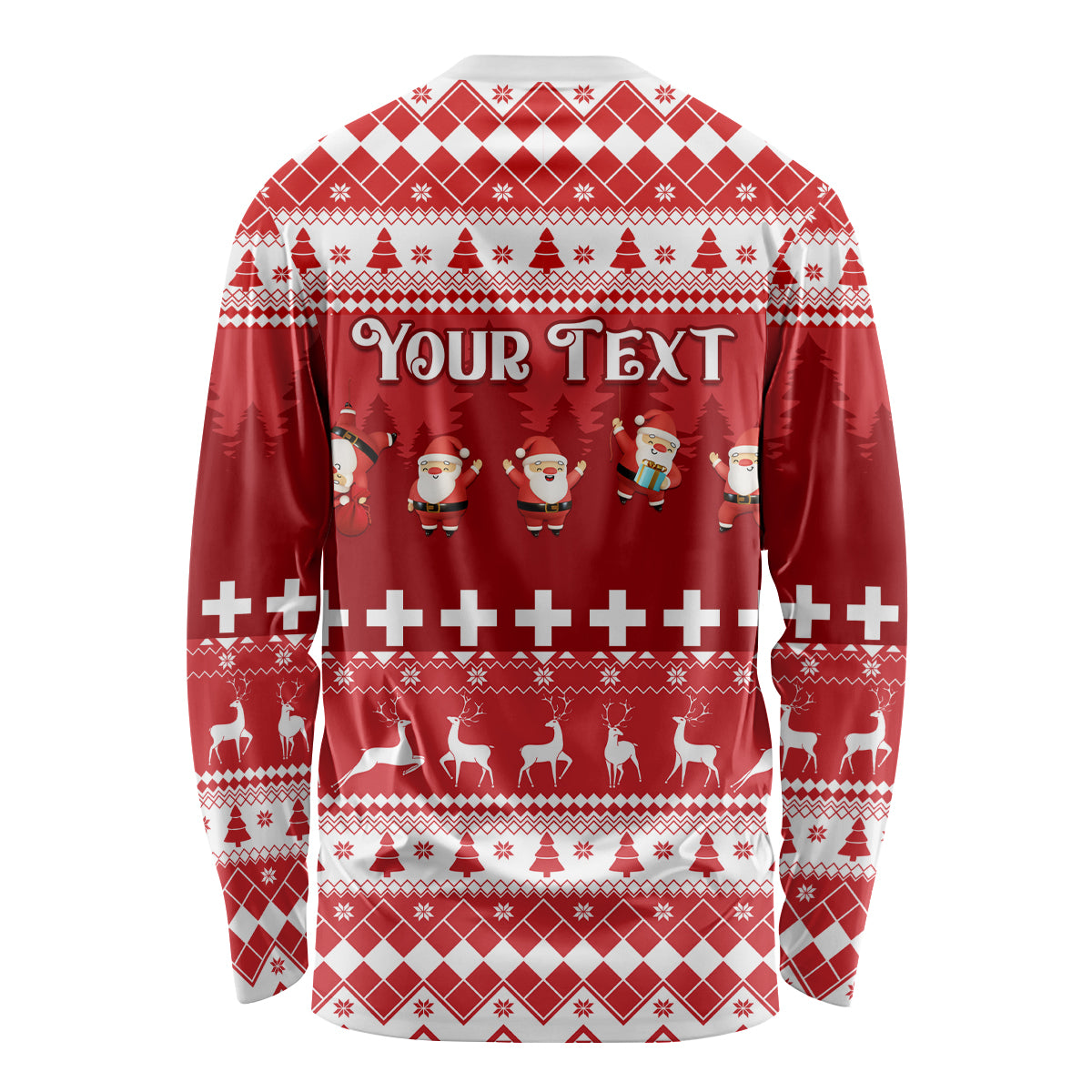 Custom Switzerland Christmas Long Sleeve Shirt Merry Christmas Funny Santa Claus - Wonder Print Shop