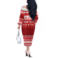 Custom Switzerland Christmas Off The Shoulder Long Sleeve Dress Merry Christmas Funny Santa Claus - Wonder Print Shop