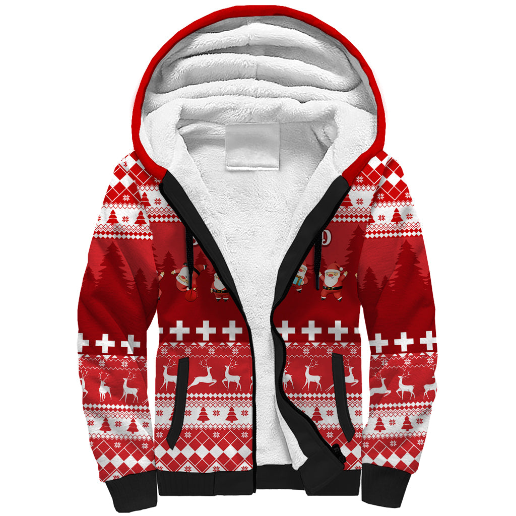 Custom Switzerland Christmas Sherpa Hoodie Merry Christmas Funny Santa Claus - Wonder Print Shop