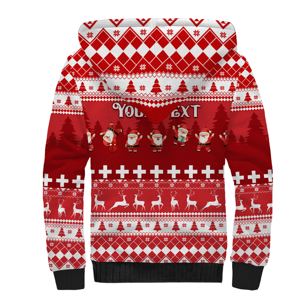 Custom Switzerland Christmas Sherpa Hoodie Merry Christmas Funny Santa Claus - Wonder Print Shop