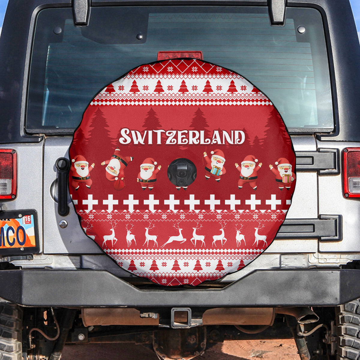 Custom Switzerland Christmas Spare Tire Cover Merry Christmas Funny Santa Claus - Wonder Print Shop