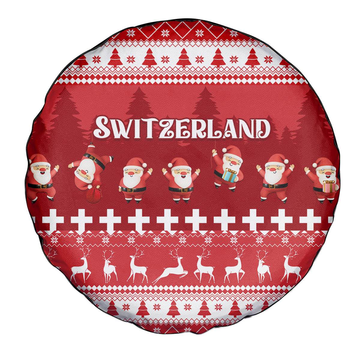 Custom Switzerland Christmas Spare Tire Cover Merry Christmas Funny Santa Claus - Wonder Print Shop