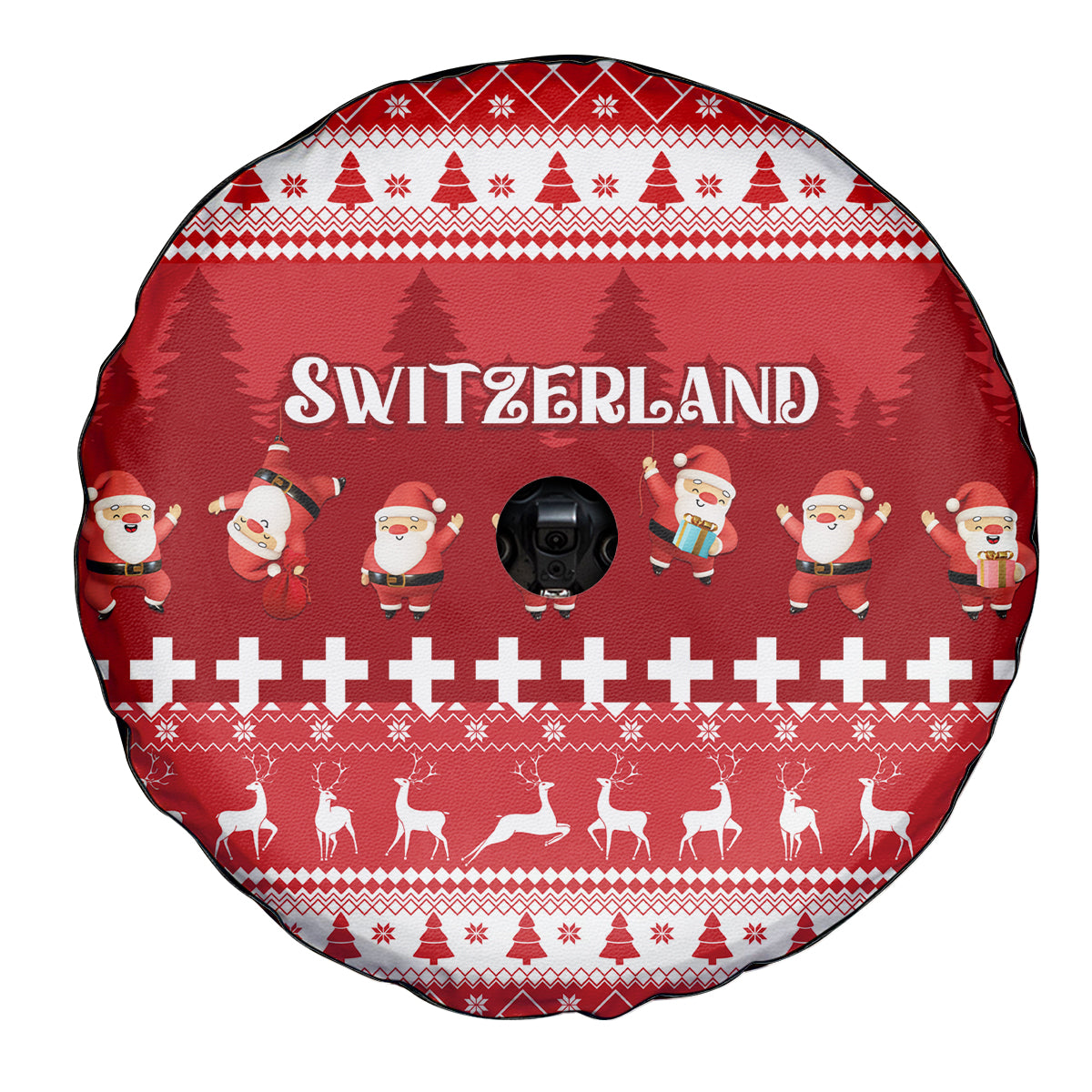 Custom Switzerland Christmas Spare Tire Cover Merry Christmas Funny Santa Claus - Wonder Print Shop