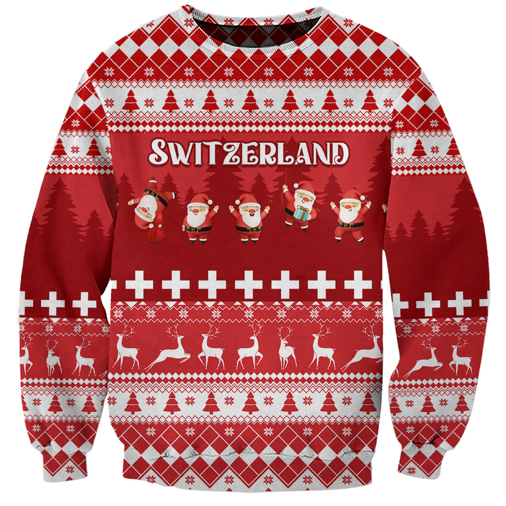 Custom Switzerland Christmas Sweatshirt Merry Christmas Funny Santa Claus - Wonder Print Shop
