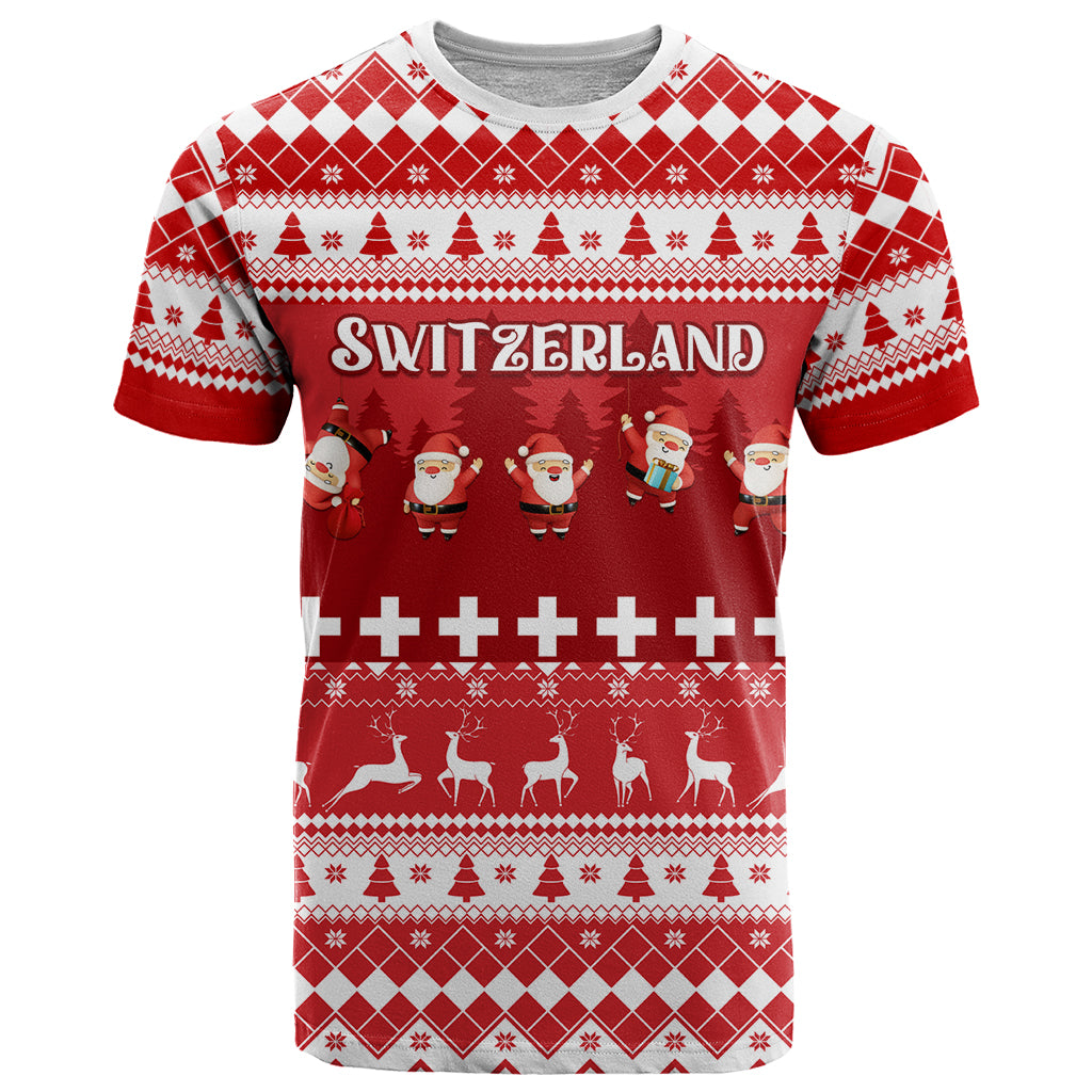 Custom Switzerland Christmas T Shirt Merry Christmas Funny Santa Claus - Wonder Print Shop